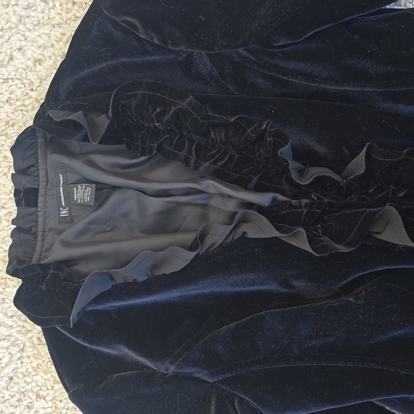 Inc Black Velvet Zippered Blazer Medium - Picture 3 of 10